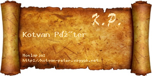 Kotvan Péter névjegykártya